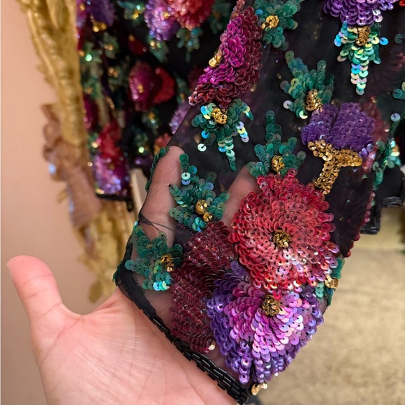 Vintage Floral Sequin Women's top - Picture 6 of 7